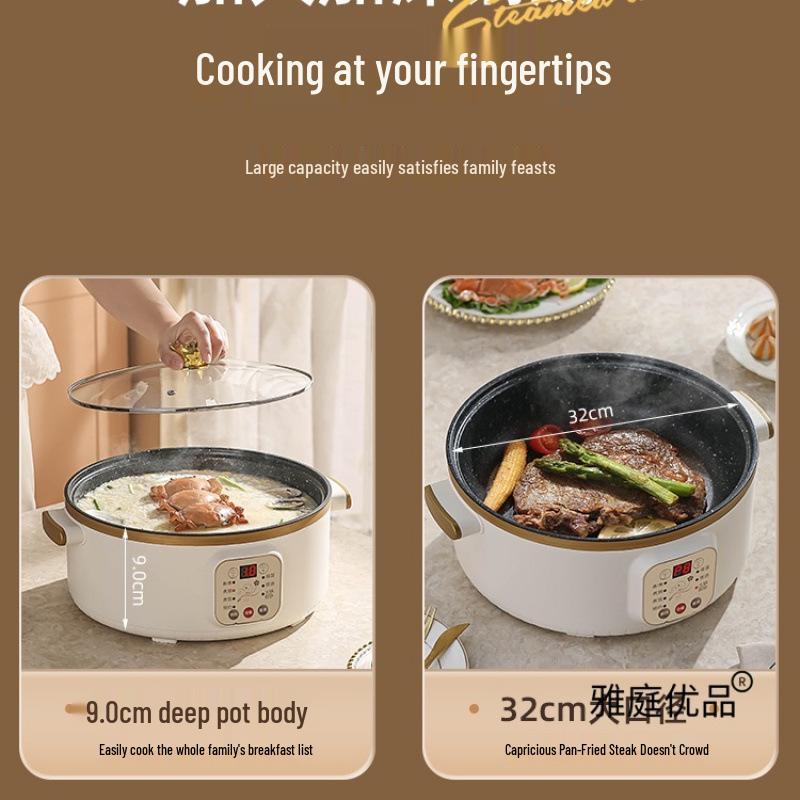 Wielofunkcyjny parowar elektryczny: Stal nierdzewna, Trójwarstwowy, Minutnik, do gotowania na parze, gotowania i duszenia