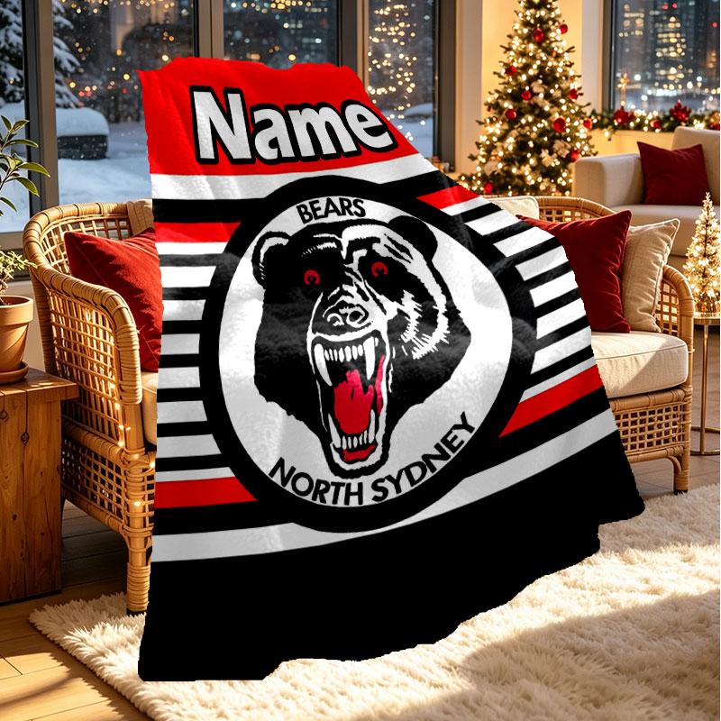 Custom Name Personalized North Sydney Bears Print Blanket, Home Decor, Bedroom, Sofa, Camping, Couch, Gifts for Birthday Christmas