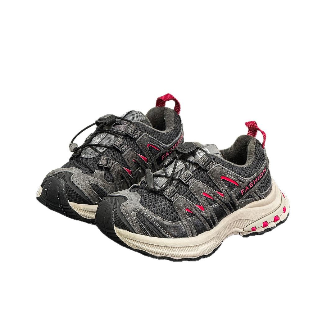 2025 winter new children's sports shoes two cotton shoes retro drawstring mesh velvet men's and girls' sports shoes