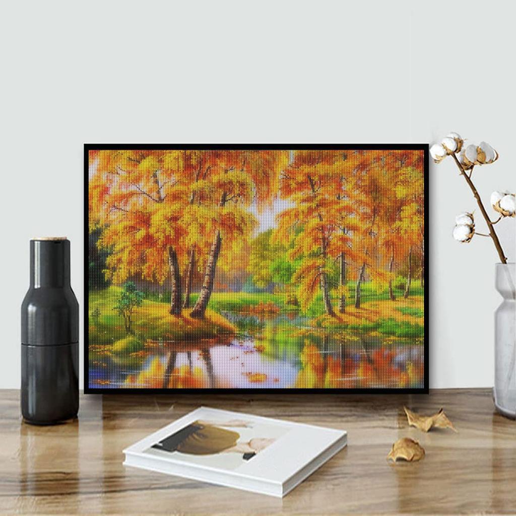Full Round Diamond Painting Landscape Fallen Leaves Diamond Art Embroidery Scenery Home Decor 30x40cm/12x16inch