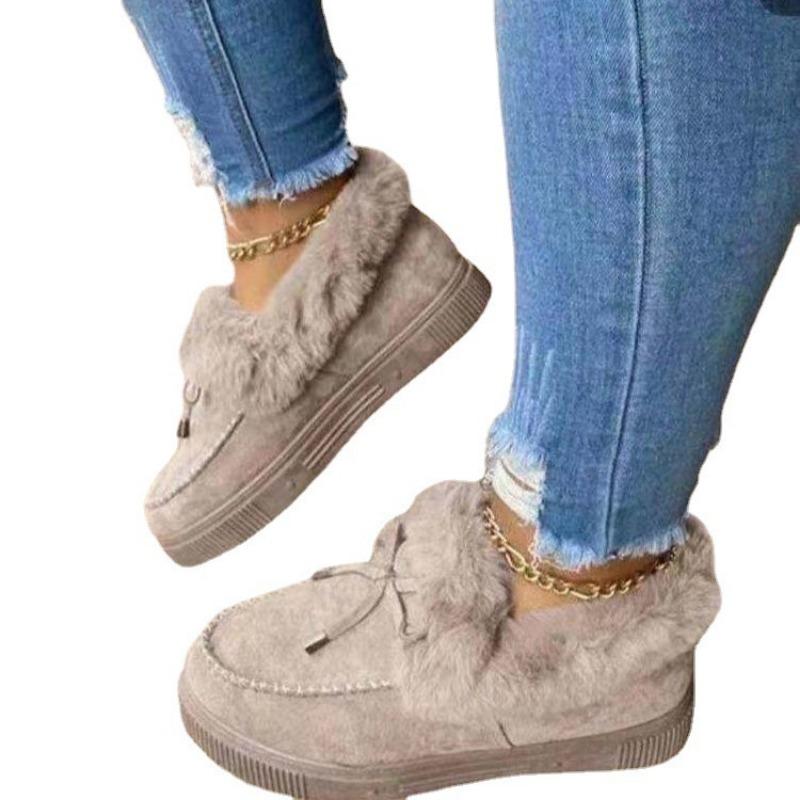 2 Autumn and Winter Round Head Thick-soled Warm Cotton Shoes Large Size Women's Shoes Bag Shoes Snow Boots Doudou Shoes