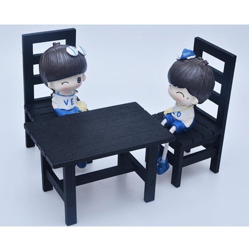Modern Dollhouses Dining Table With Wooden Chairs 1/6 Scale Miniature Furniture For Display