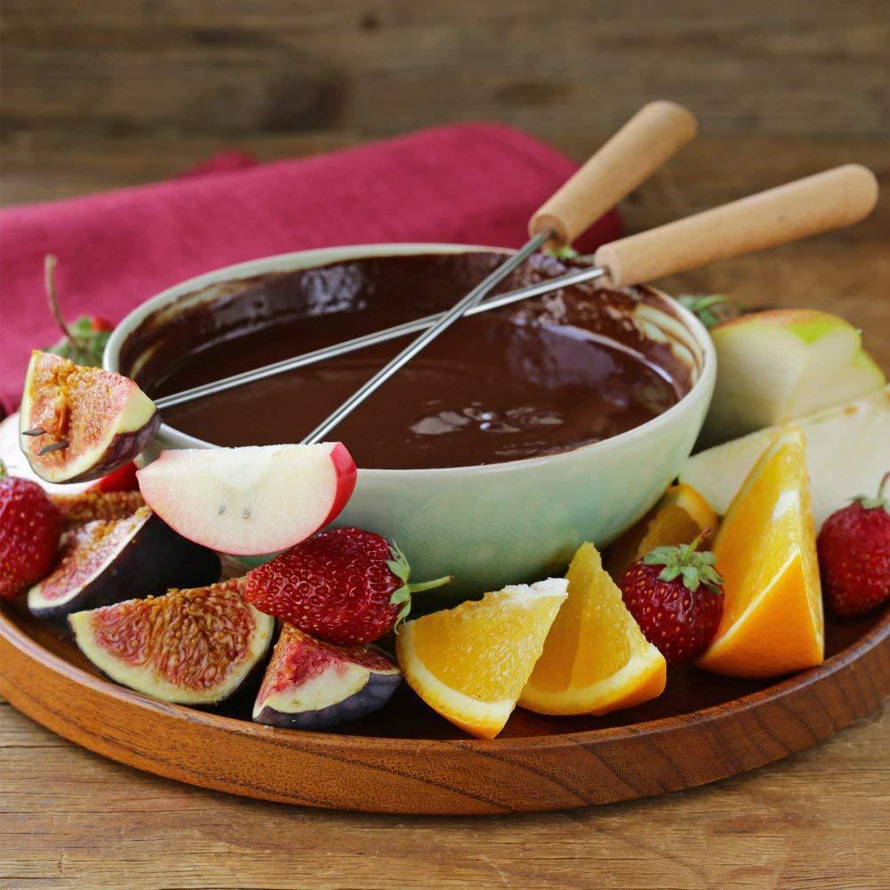 6 Parça Meşe Saplı Çatal Seti: Meyve, Peynir, Barbekü, Çikolata ve Hot Pot Çatalları