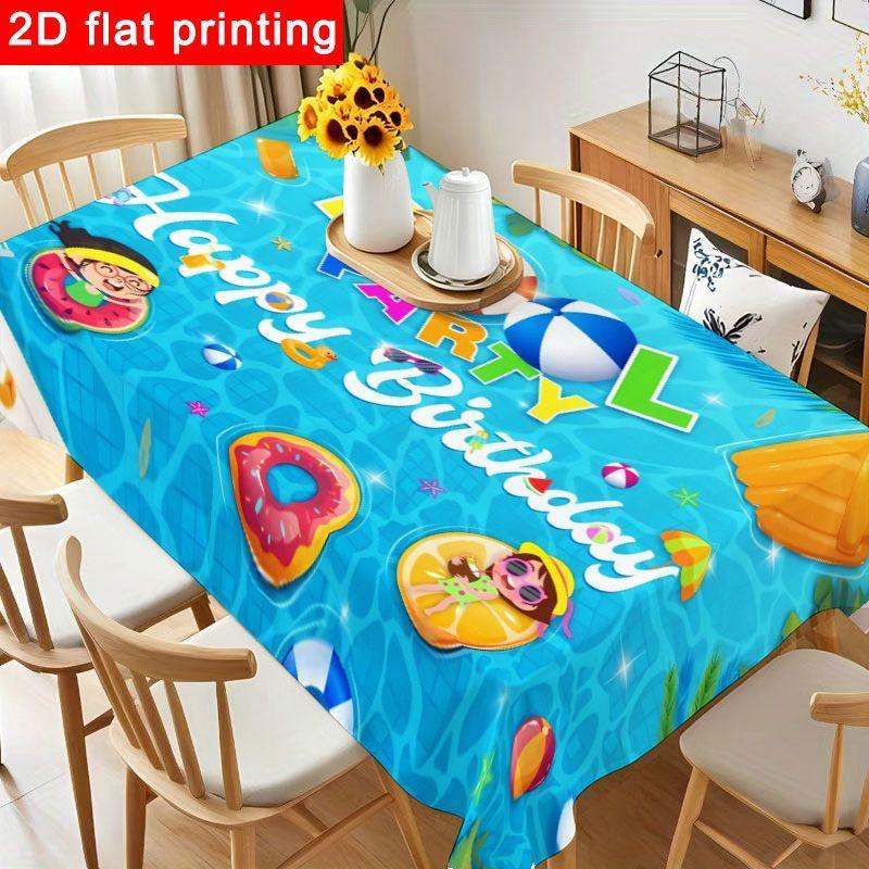 1pc Vibrant Pool Party Tablecloth - Colorful Rectangular with Fun Summer Theme, Reusable & Easy to Clean for Birthday Party Decorations, Gatherings, I