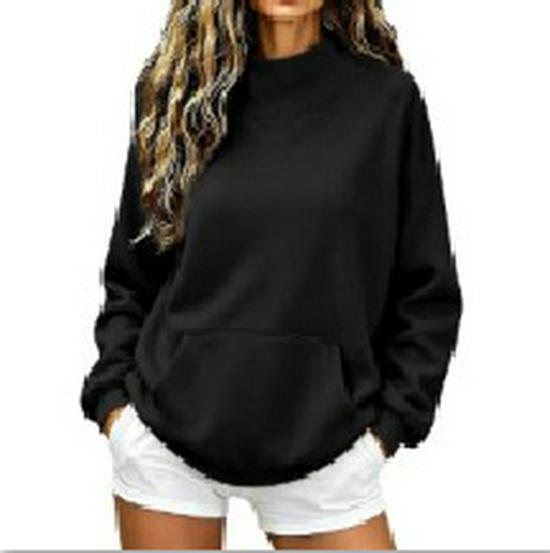 2026 Einfarbiger Damen Herbst Winter Lockerer Rundhals Langarm Hoodie