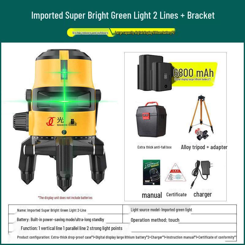 Nível Laser Infravermelho Verde e Azul de Alta Precisão - 2, 3 ou 5 Linhas, Luz Forte ao Ar Livre, Nivelamento Automático