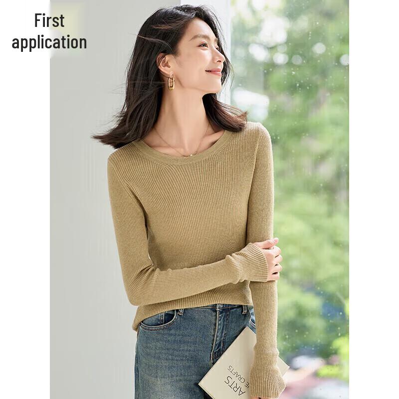 Chushen Maillard Women's Round Neck Wool Blend Sweater