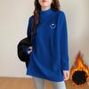 turtleneck bottoming shirt for women, thickened and warm inside, loose large size medium and long top, foreign style long-sleeved T-shirt.