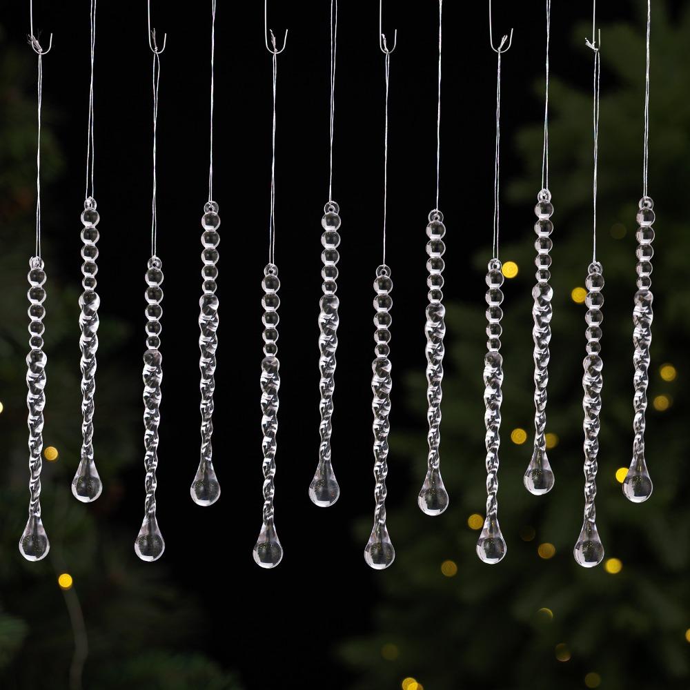 Transparent Christmas Hanging Pendants Twist Bead Drop Ornaments  Holiday Party Decoration