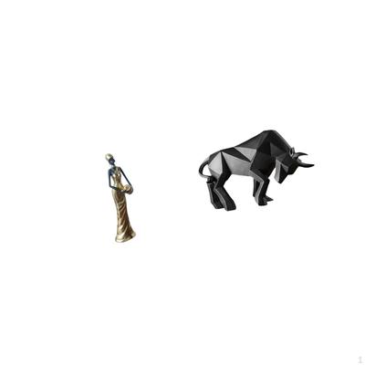 African Tribal Lady Bull Figurine Sculpture Resin Statue Modern Abstract Women Collectible