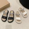 2025 Summer Fashion Casual Thick-soled Flat-soled Women's Shoes Solid Color Fashion Cool Slippers New Outer Sandals Women