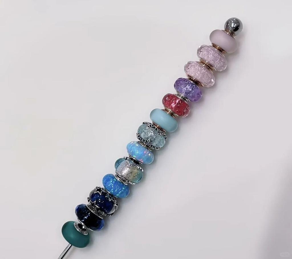 Brand New Authentic Original Copper Metal Murano Glass Charm Bead Component Colorful Rainbow Snowflakes Stars Charm Bead Component Designed For