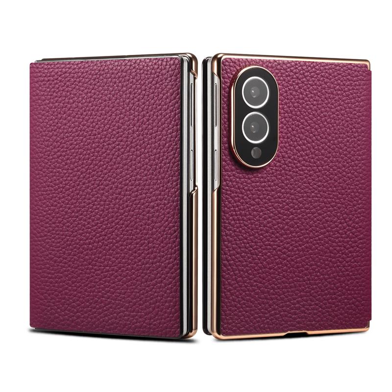 Luxury Genuine Premium Cow Leather Magnetic Wallet Case for Samsung Galaxy Z Fold 8 Wide Fold 8 Ultra Cover Plating Bumper Funda