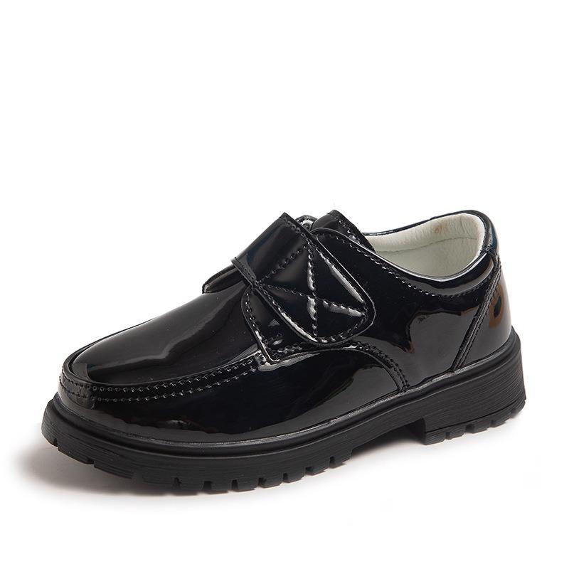 Spring and Autumn New Casual Lace-up Black Boy Leather Shoes Hollowed Out Feet Breathable British Korean Version of Small Children's Shoes