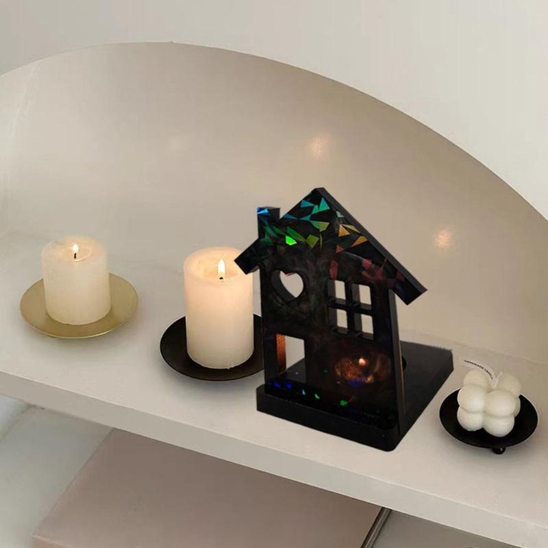 House Shape Resin Molds Holographic Heart Candlestick Molds with Base for DIY Craft Tealight Candle Holder Home Decors