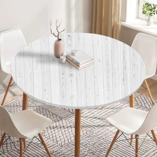 Round Table Cover 47.24" Washable Tablecloth with Elastic Edge 3D Stain-Resistant Table