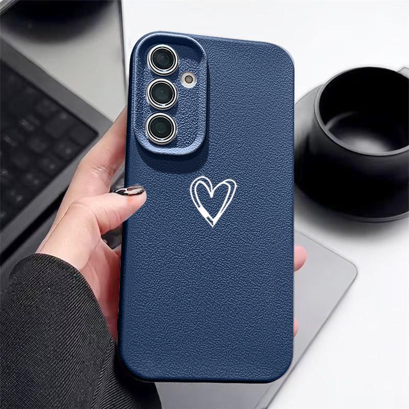 Leather Texture TPU Phone Case For Samsung Galaxy A57 A17 A16 A56 A37 A55 A15 A25 A26 A36 A35 A54 5G Love Heart Pattern Cover