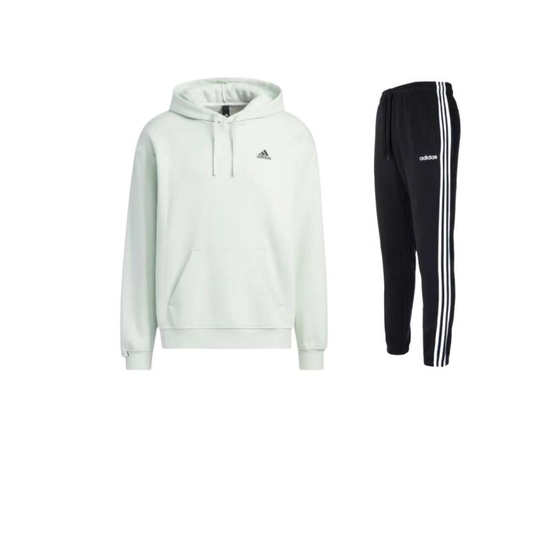 

Adidas Однотонный флисовый свитшот с длинными рукавами и принтом логотипа, повседневный спортивный комплект унисекс, свитшот и брюки DQ3093+-IB2711 S