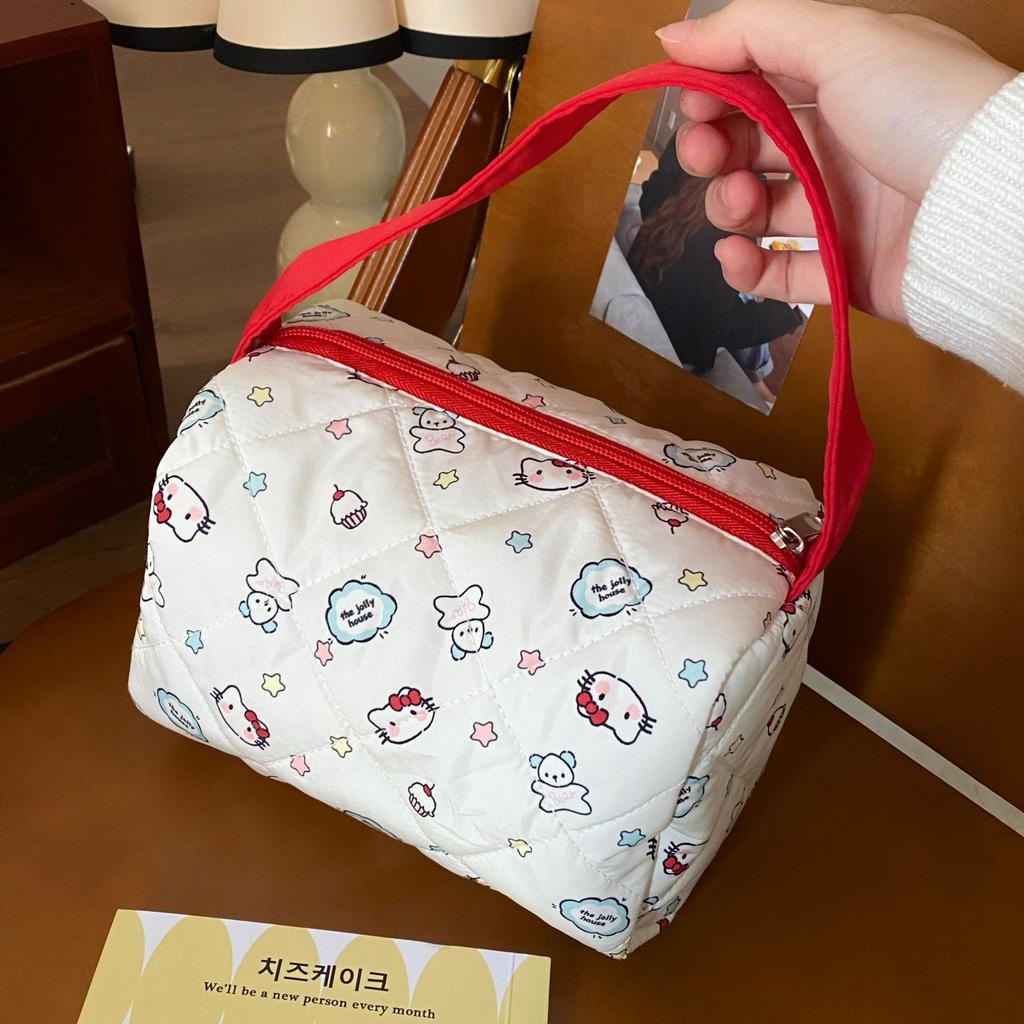 Cute Bear Makeup Pouch Quilted Cosmetic Bags Women's Large Capacity Portable Cosmetic Box Case Bags Female Storage Make Up Cases
