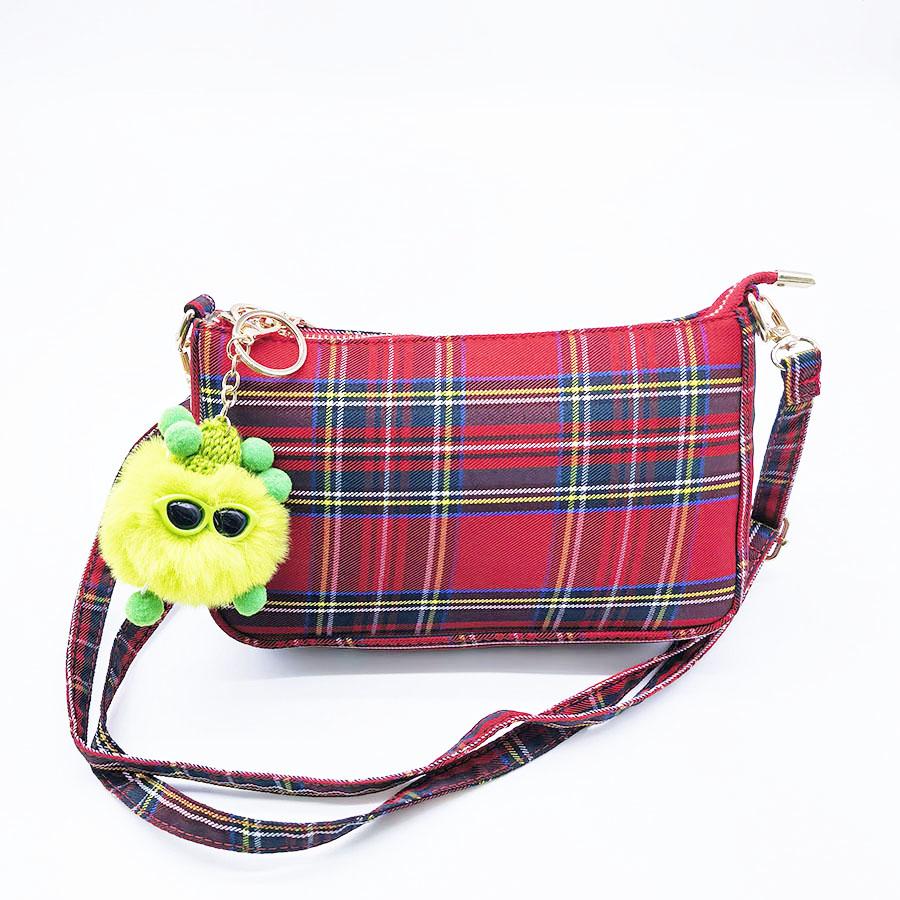 Рождественский подарок Клетчатая сумка Женская холщовая сумка Повседневная многофункциональная на плечо через плечо красный