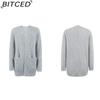 BITCED Autumn/Winter Women's Knitwear Solid-Colour Pocket Cardigan Sweater