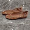 Mode Vintage Strass Vierkante Neus Lage Enkele Schoenen Dames Zomer 2025 Nieuw Niche Design Antislip Platte Ballerina's