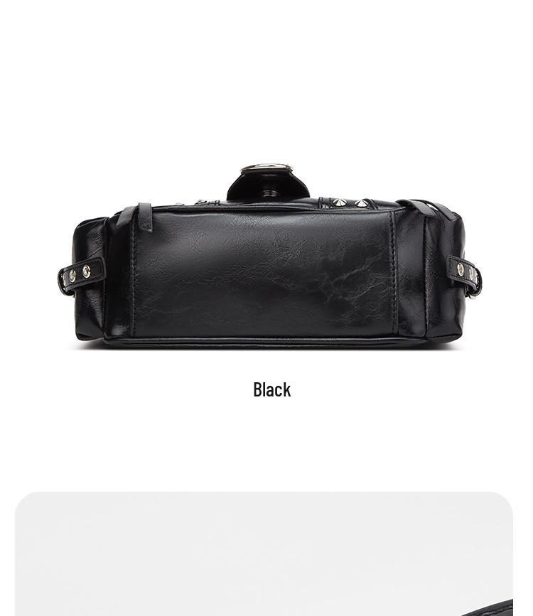 Spicy Girl Leather Motorcycle Crossbody Bag with Rivets - 2025 Fashion