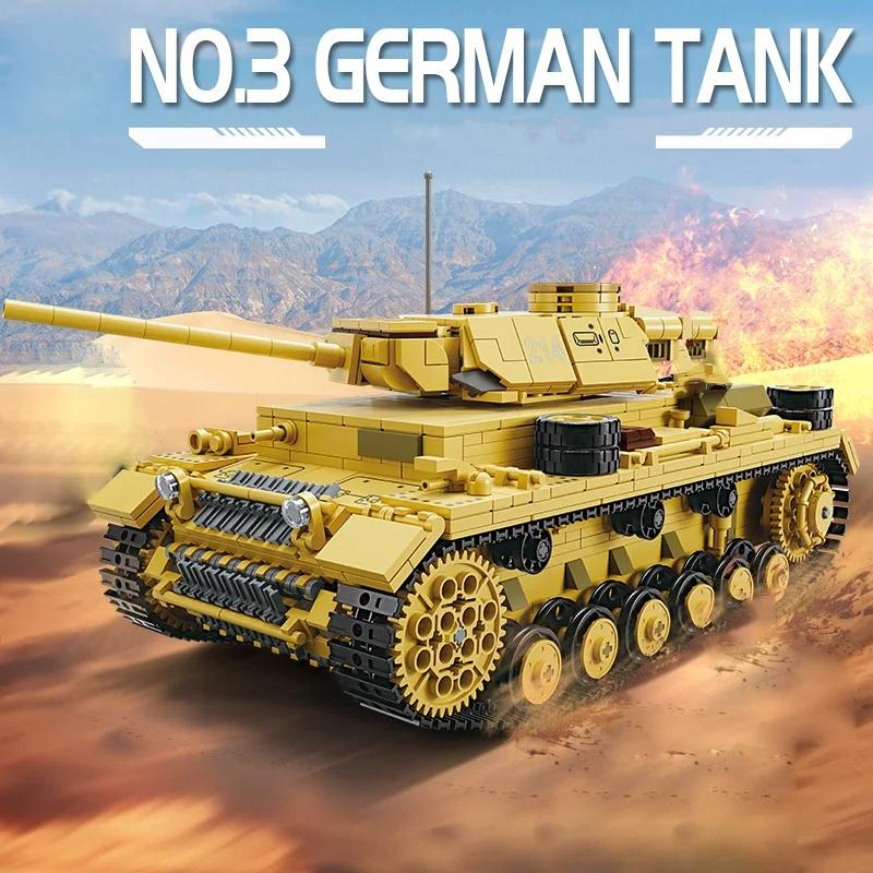 WW2 World War Germany Army Tank Military Vehicle Building Block Bricks Toys Birthday Christmas Children's Day for Boys Kids Adult