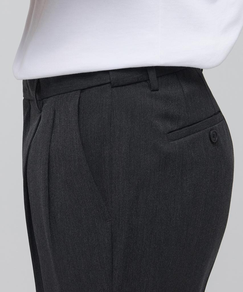 MUSINSA STANDARD Lightweight Real Wide Hidden Elastic Waist Slacks [Charcoal Gray]