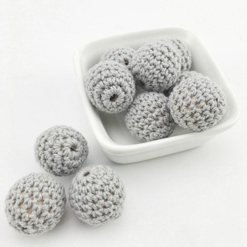 6ks 16mm/5 ks 20mm háčkované korálky Žvýkací korálky Náhrdelník na kousátka Diy Příslušenství k dudlíku Dřevěné kousátko pro miminko