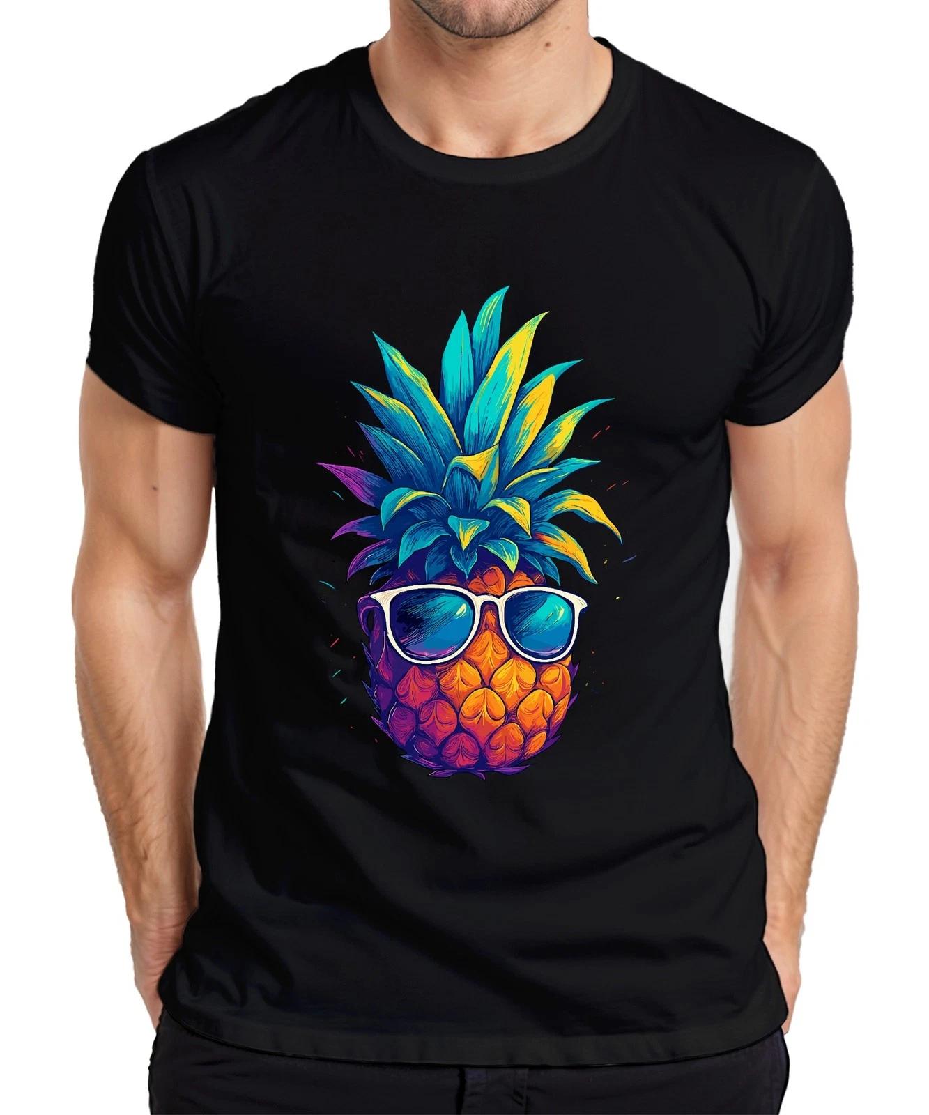 Ananas Sonnenbrille bunt tropisch Sommer Urlaub Hawaii Retro Herren T-Shirt XL