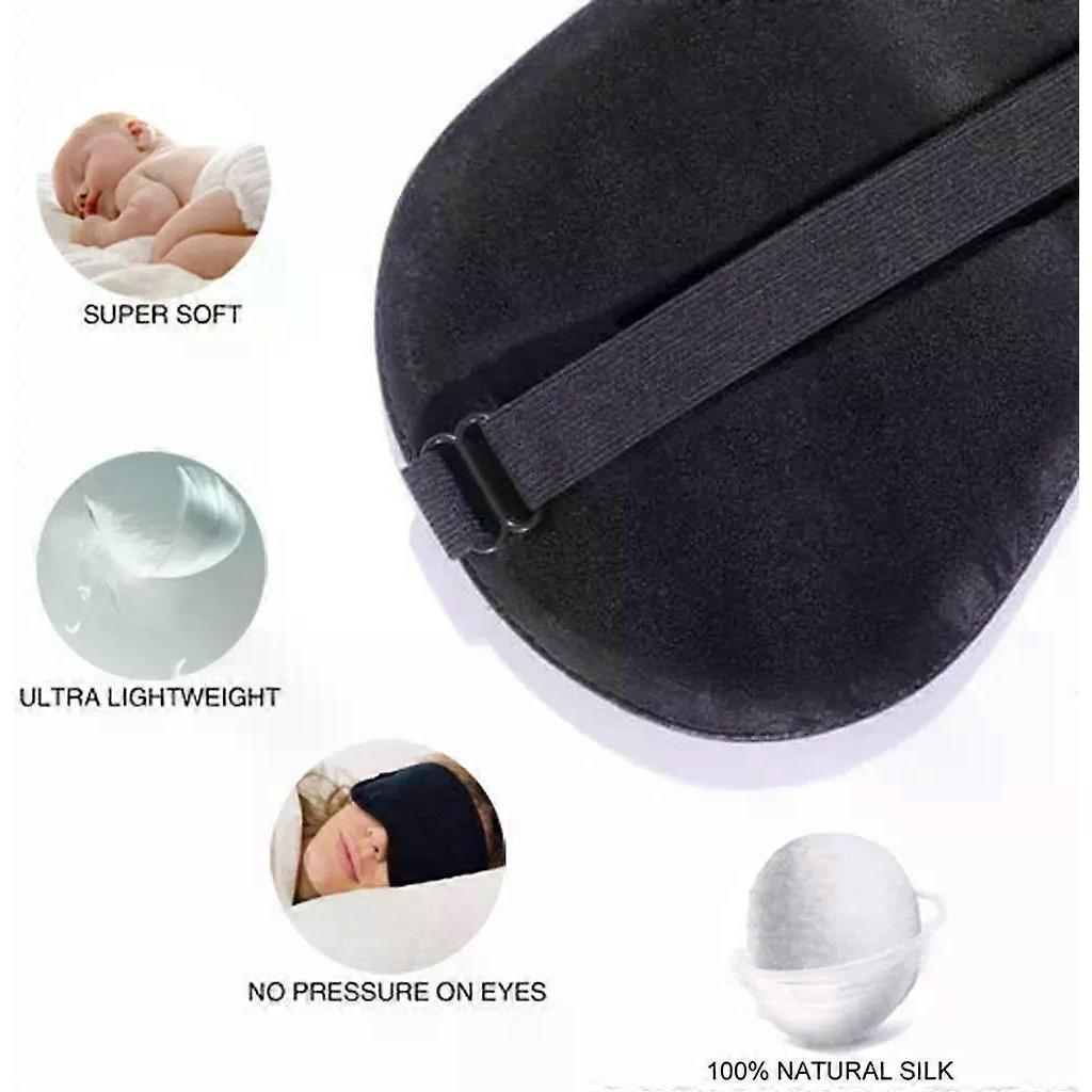 INF Sleep Mask, 100% Pure Silk, Adjustable Blindfold for Travel At Home, 2-Pack