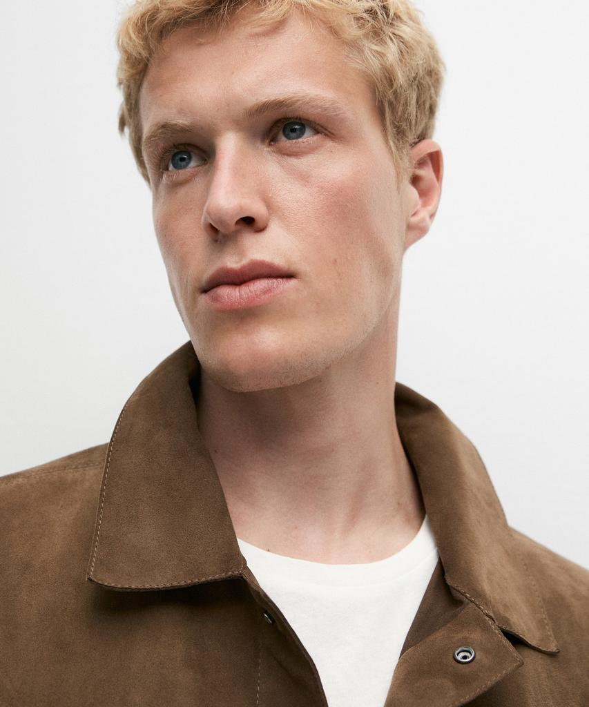 Massimo Dutti Lightweight Suede Leather Overshirt