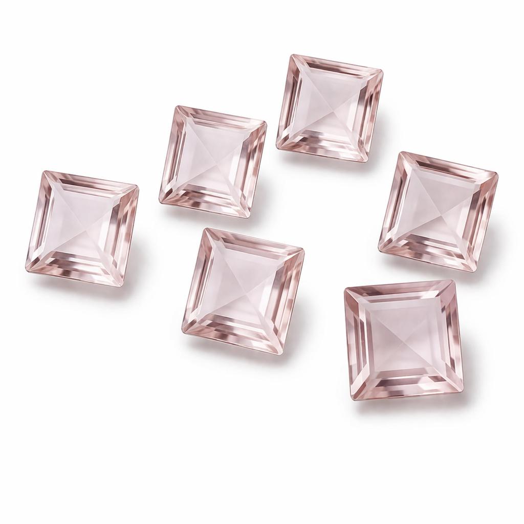 AAA Rose Quartz Square Faceted Gemstone Calibrated Loose Stone Natural Pink Quartz Love Stone for Jewelry Making Cabochon Supply