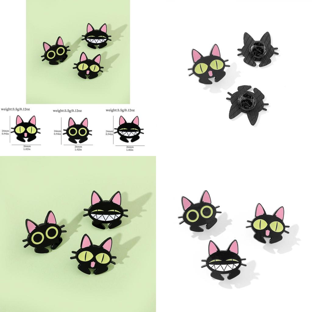 Cartoon Cat Brooch Pin Funny Black Cat Metal Badge Alloy Oil Drop Bag Accessory