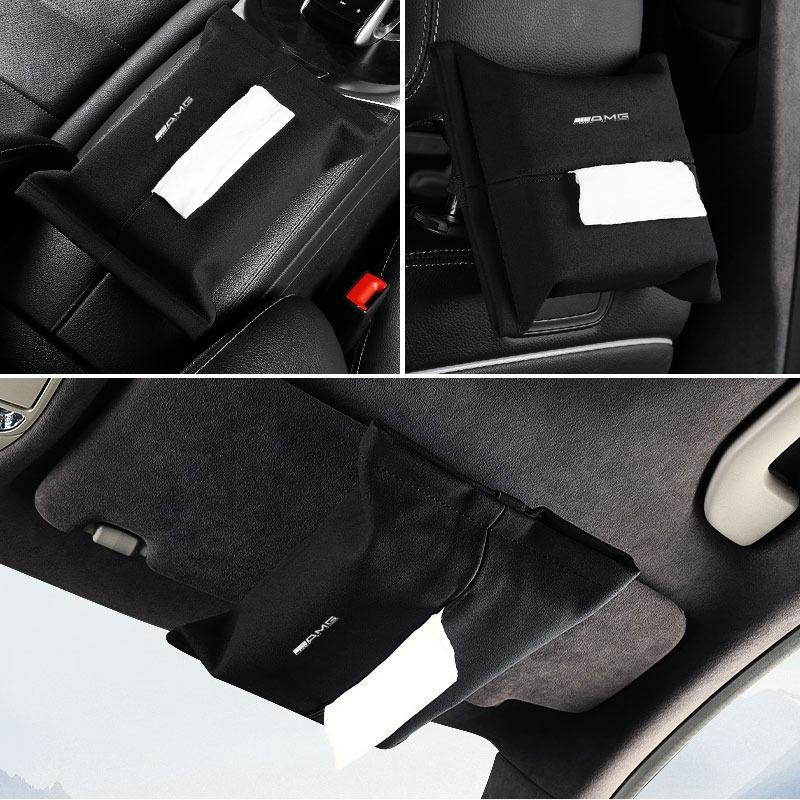 1Pcs Car Tissue Box Holder Sun Visor Seat Back Car Accessories For Mercedes Benz AMG W204 W205 W212 W213 W222 x153 W176 W177 Keychain