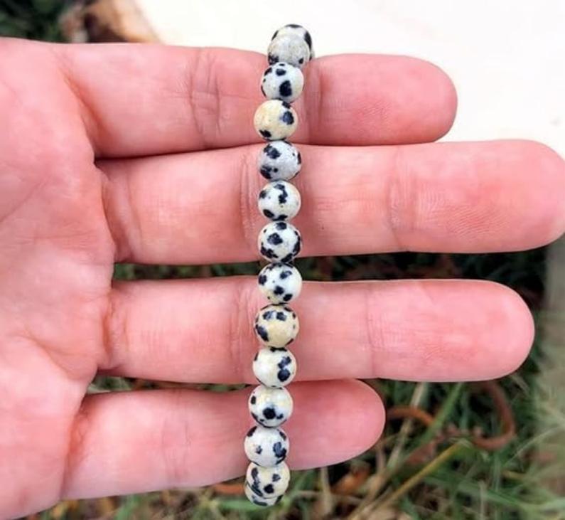 60-20 Stück 4 6 8 10 12MM Gesprenkelter Naturstein Dalmatiner Jaspis Runde Perlen für Schmuckherstellung Armband Halskette Zubehör