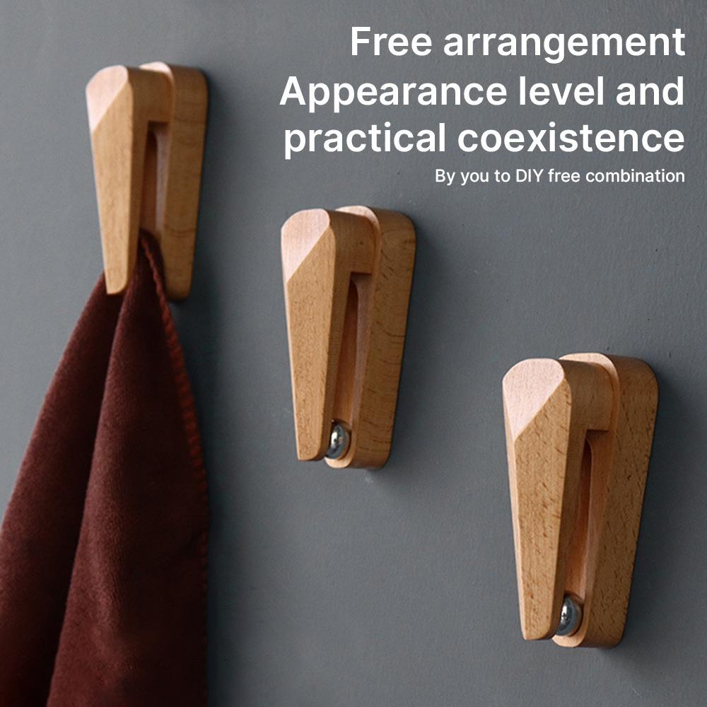 3PCS 1.77×1.73×3.96in Towel Clips Wood Wall Hanger Clamps Vintage Towel Holder Kitchen