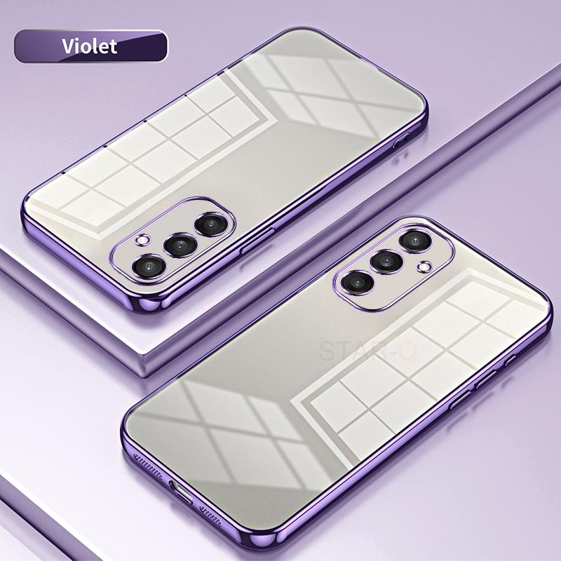 A 55 35 25 15 05 Plating Transparent Case For Samsung Galaxy A55 A35 A25 A15 A05S A24 A54 A34 4G 5G Silicone Back Cover