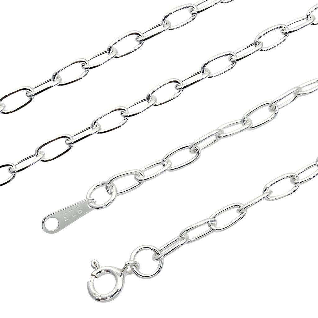 Collier Chaîne Azuki Longue Sears, Argent 925, 3,2 mm de Large, 50 cm