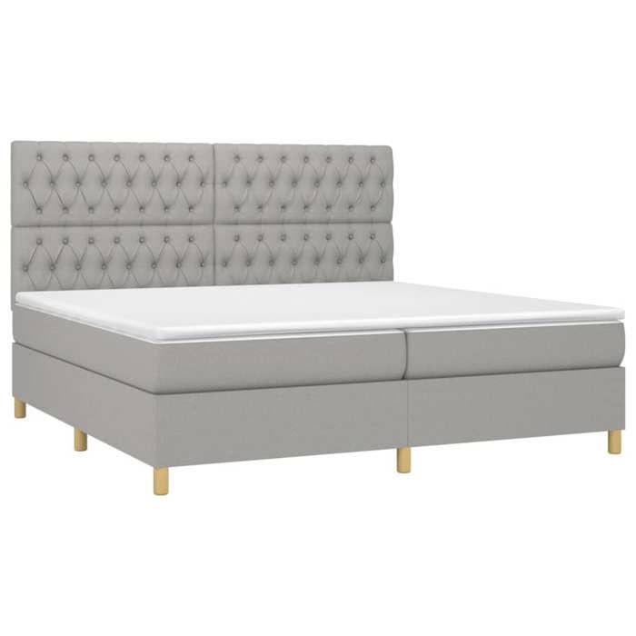 VidaXL Sommier à Lattes de Lit avec Matelas et LED, Lit Rembourré avec Tête de Lit, Lit Double, Lit Adulte de Chambre, 3135701