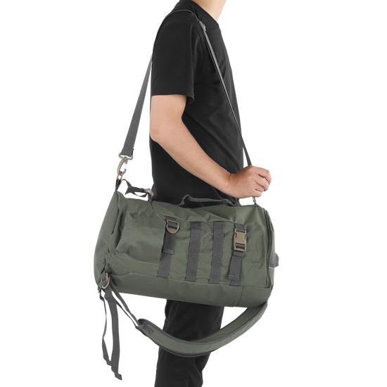 Cylinder Fishing Tackle Backpack Shoulder Bag Fishing Rod Outdoor Satchel DurableGreen