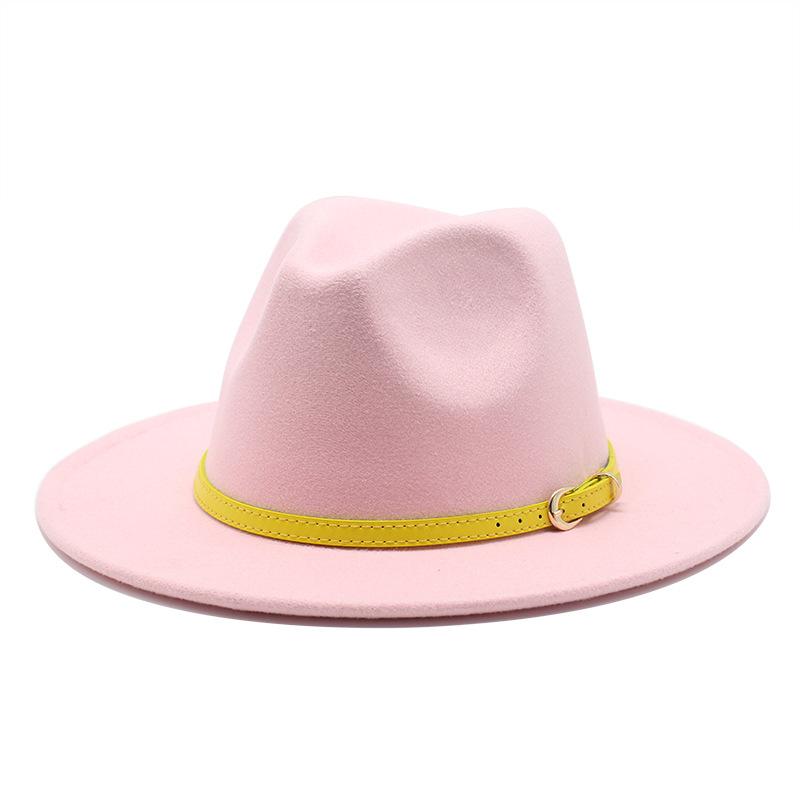 Men'S And Women'S Woolen Top Hats, Flat-Brimmed Big-Eave Hats, Jazz Hats, Felt Hats.