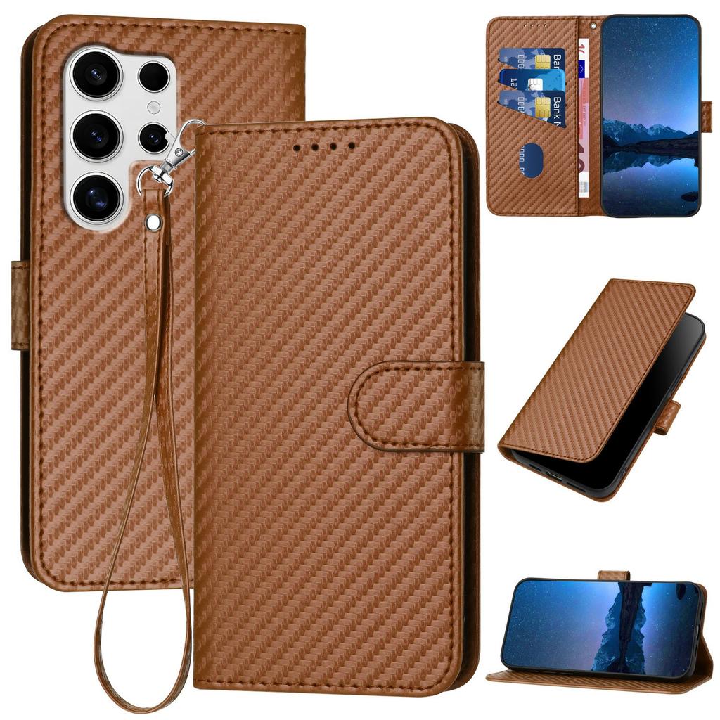 YX0070 For Samsung Galaxy S25 Ultra Wallet Case Carbon Fiber Texture Leather Cell Accessories Phone Cover