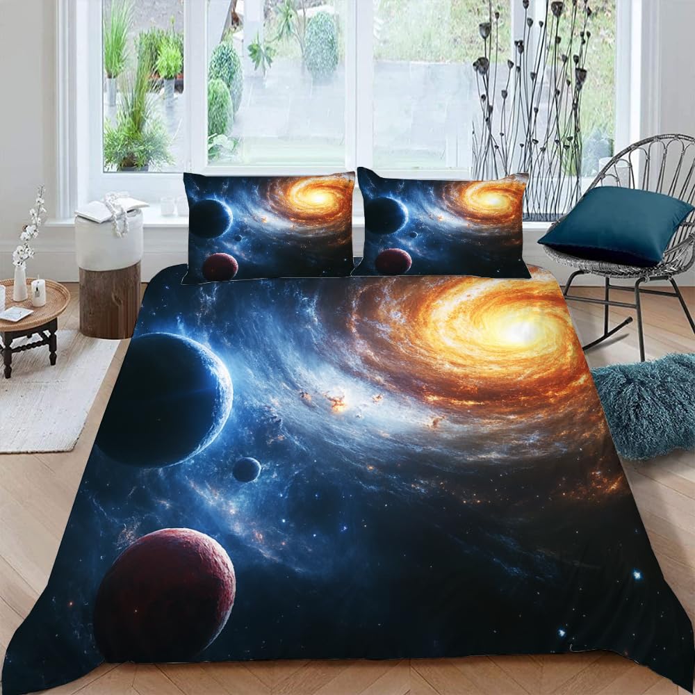 Black Hole Duvet Cover for Kids Boys Girls Teens Queen Lightweight Quilt Cover Galactic Storm Bedding Set Bedroom Decor No Quilt