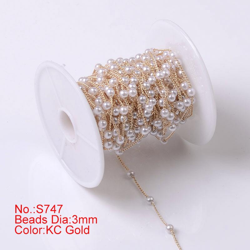 1Meter Beaded Chain Imitation Pearl Chain Copper Necklace Chain Handmade Accessories for Jewelry Making Components Crafts DIY
