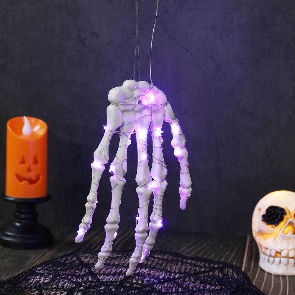 LED Lighted Skeleton Hand Props Handmade Halloween Decorative Lights  Atmosphere Props
