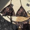 Stylish 3pcs Set Swimsuit Adjustable Tankini Top High Waist Swim Skirt N-neck Bra & Underwear Thong for Women Lady