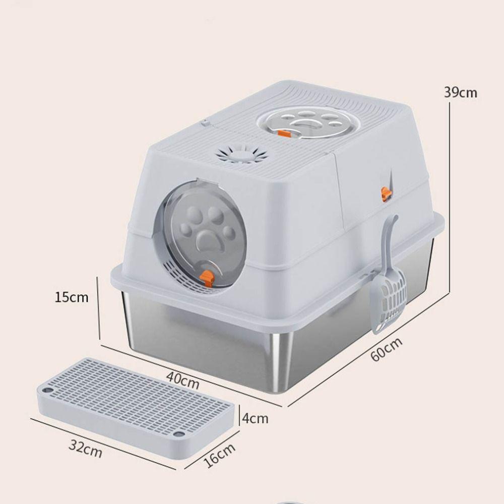 Stainless Steel Cat Bedpans Anti-splash Cover Cat potty New Cat Litter Box  Pet Supplies