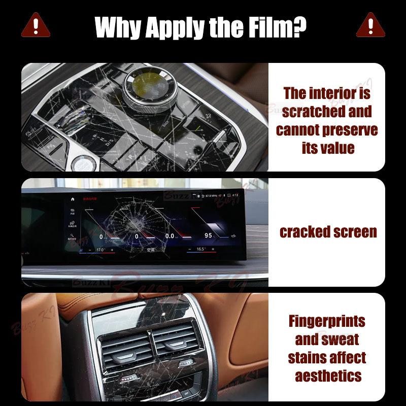 For BYD Han EV DMi   TPU Transparent Protective Film Interior Sticker Center Console Navigator Gear Door Car Accessories